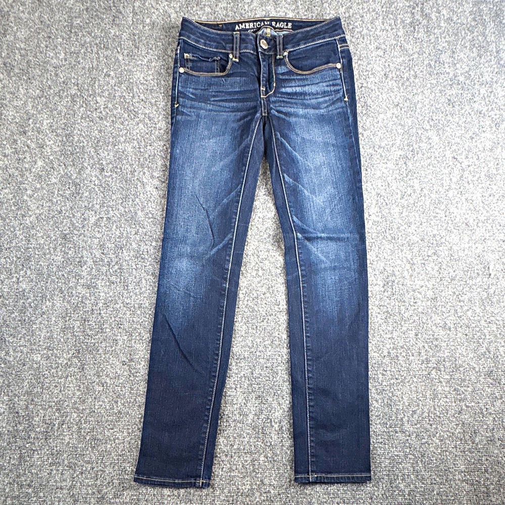 American Eagle Outfitters Women's Skinny Dark Wash Blue Stretch Jeans Size 00
